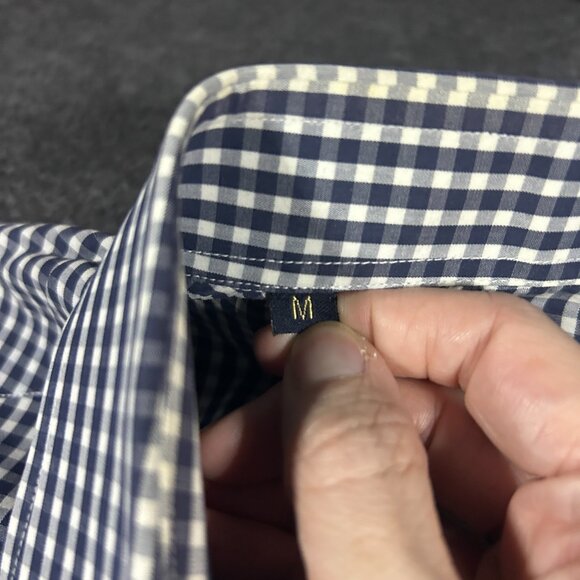 Turrau Mens Button Up Blue Gingham Shirt M India Made Vintage 100% Cotton - Picture 10 of 14